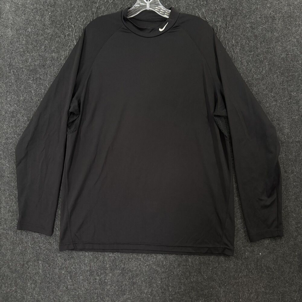 Nike Shirt Men's Large Black Dri-FIT Long Sleeve Running Training Tee